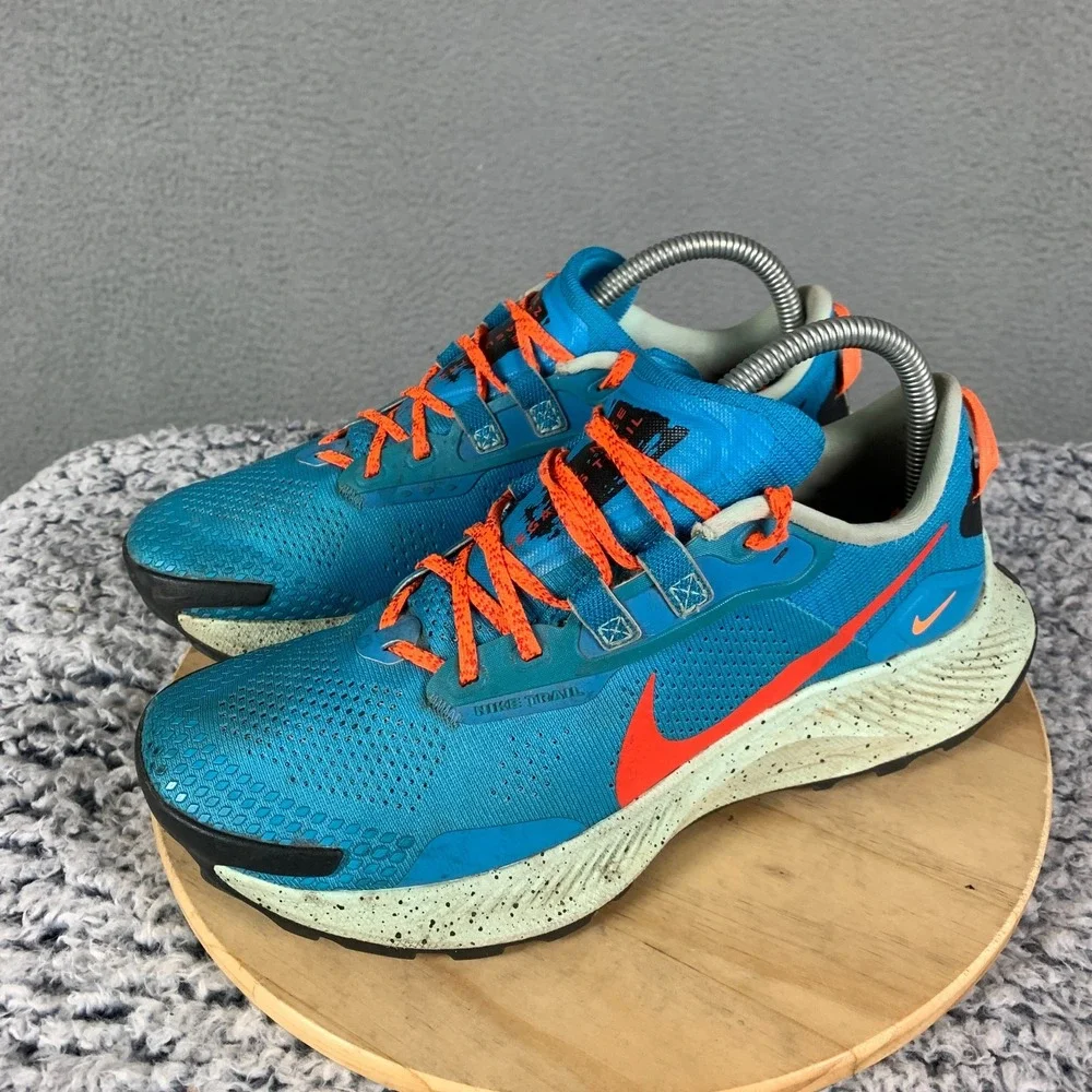 Nike Pegasus Trail 3 Men's 7 Laser Blue Habanero Red Running Sneakers DA8697-400